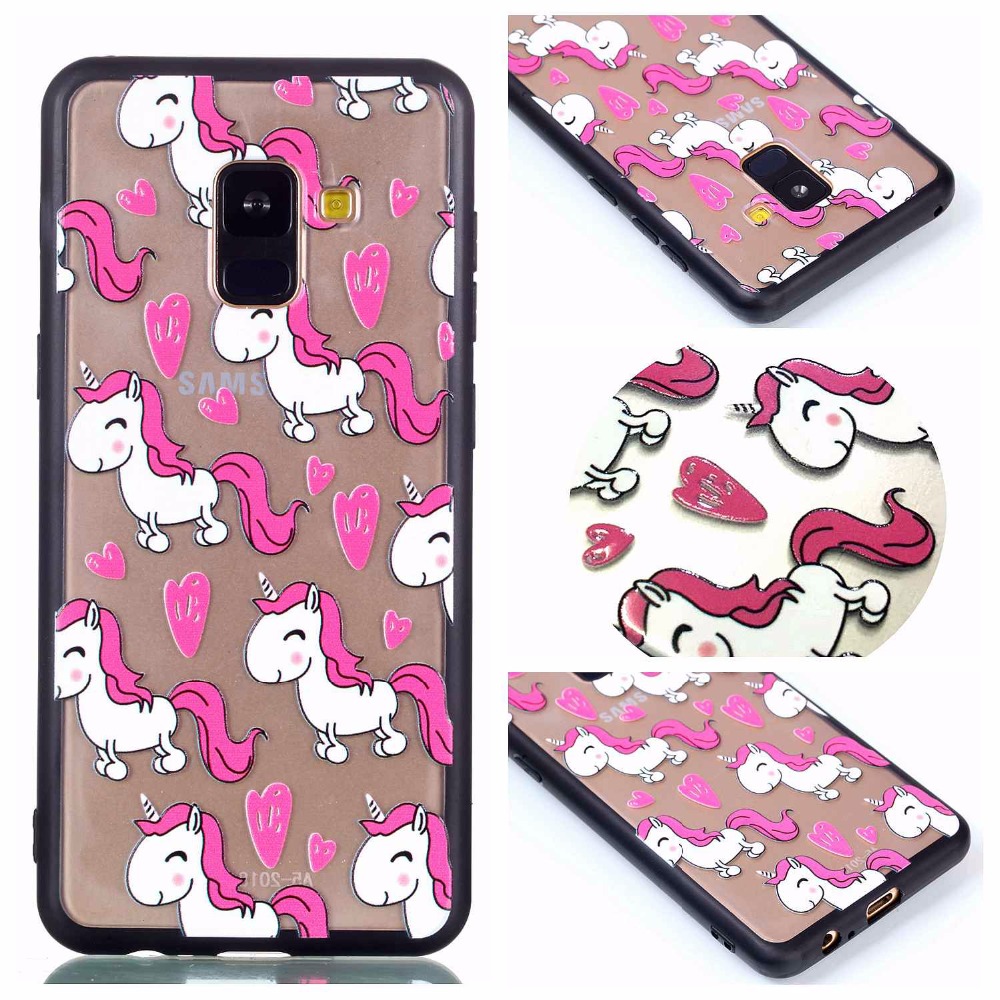 Case Samsung Galaxy A8 2018 #เคสฝาหลังนิ่มพิมพ์ลายนูน Rubberized Embossed Soft TPU