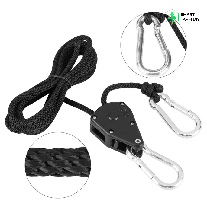 รอกปรับระดับไฟปลูก Rope ratchet hanger 2 ชิ้น 1/8 นิ้ว รอกแขวนไฟปลูกต้นไม้ LED Grow Light