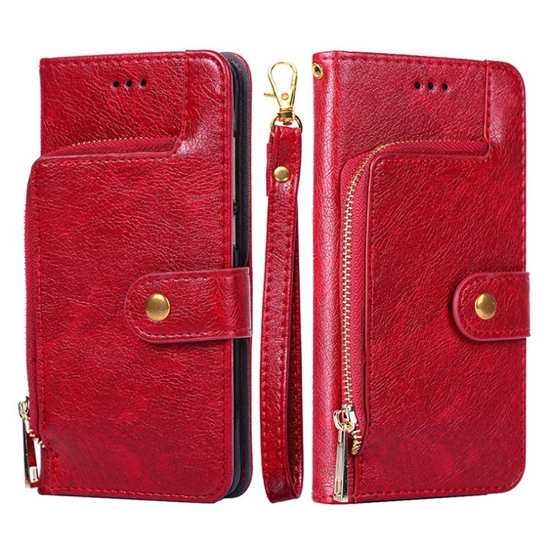 เคส iPhone 13 Pro Max#เคสฝาพับแบบกระเป๋าสตางค์มีช่องซิปและช่องใส่บัตร Zipper Pocket Leather Wallet Stand Case