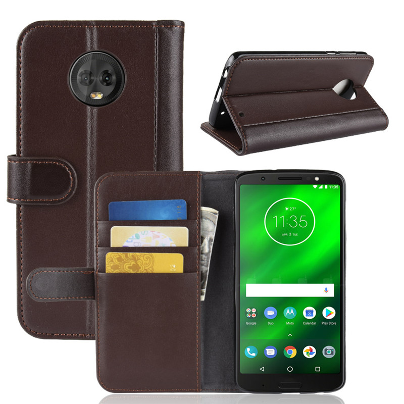 Case Moto G6 Plus #เคสฝาพับสไตล์กระเป๋าสตางค์หนังแท้แยกมีช่องเสียบบัตรคุณภาพดี