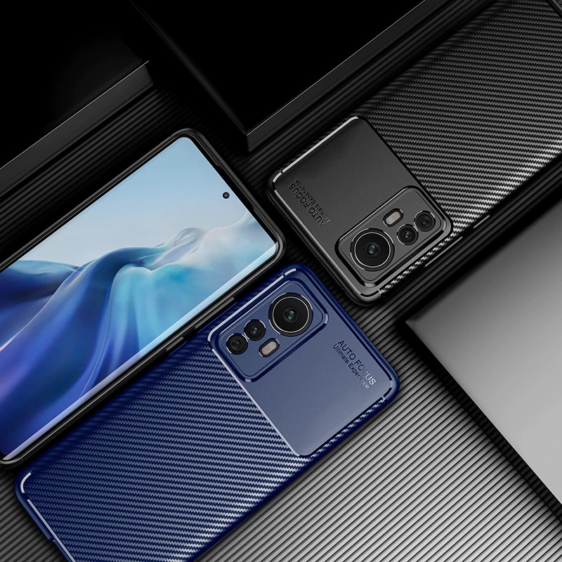 เคส Xiaomi 12 Pro #เคสฝาหลังนิ่ม Carbon Fiber Anti-drop TPU Protection