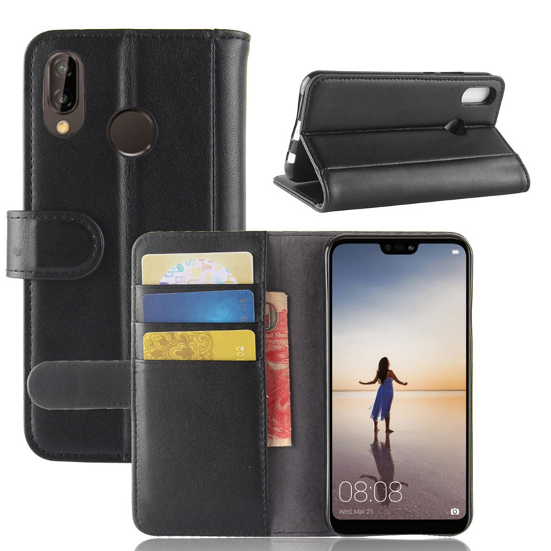 เคส Huawei P20 Lite (Nova 3e) #เคสฝาพับสไตล์กระเป๋าสตางค์รูปแบบหนังแท้แยกมีช่องเสียบบัตรคุณภาพดี