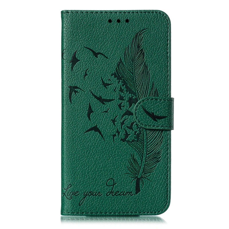 เคส Samsung Galaxy S20 Ultra / S20 Ultra 5G #เคสฝาพับแบบกระเป๋าสตางค์หนัง PU พิมพ์ลายขนนก