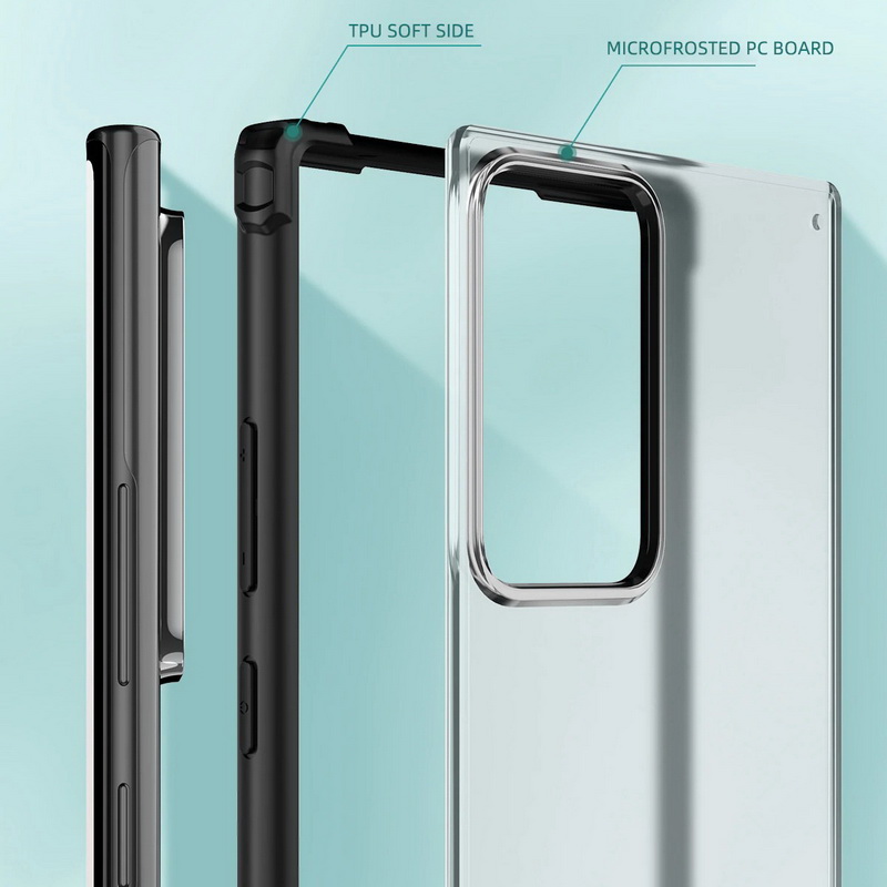 เคส Samsung Galaxy S20 Ultra / S20 Ultra 5G #เคสฝาหลังโปร่งแสงสีขุ่นขอบทึบ +TPU Hybrid Case