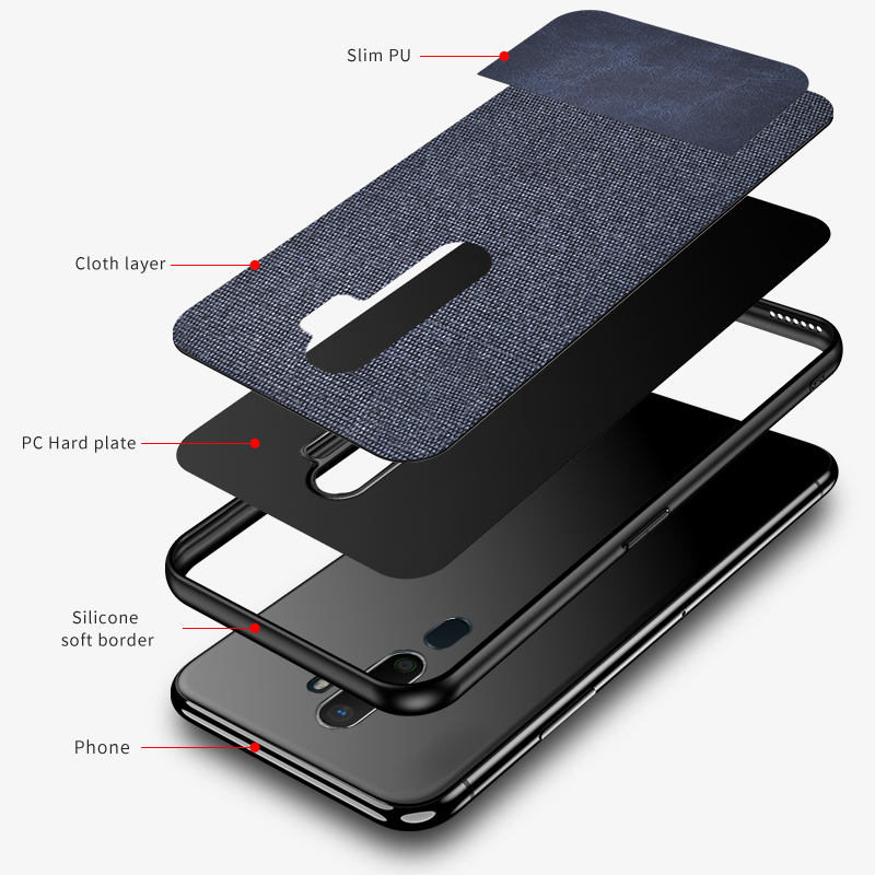 Case OPPO A9 (2020) / OPPO A5 (2020) #เคสฝาหลังรูปแบบ Cloth Texture PU Leather + TPU