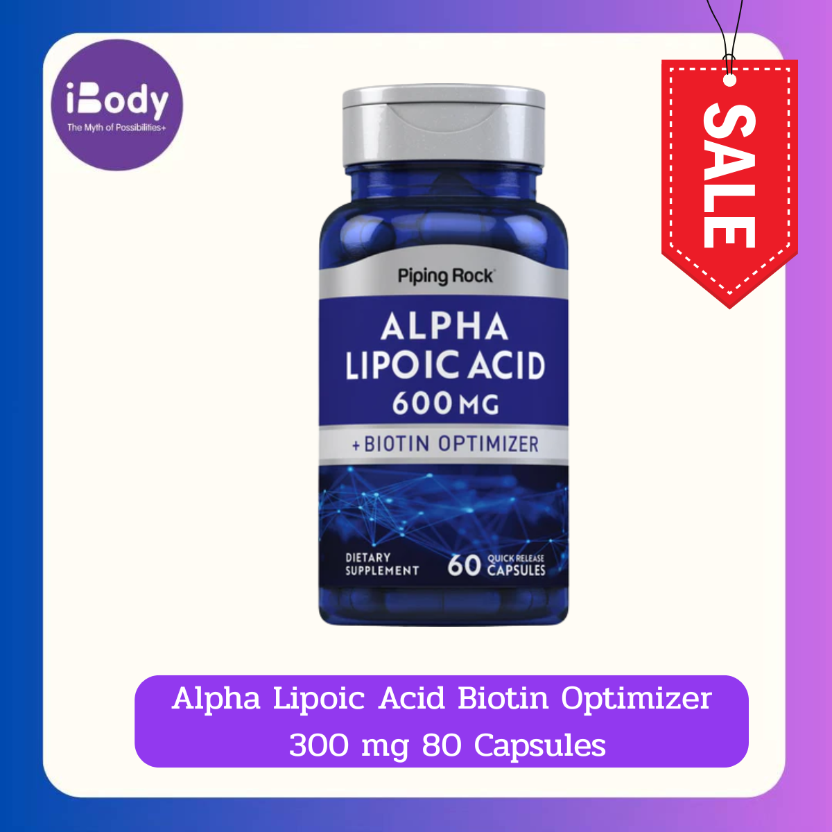 <Piping Rock> Alpha Lipoic Acid Biotin Optimizer 300mg 80-Capsules กรดอัลฟาไลโปอิก