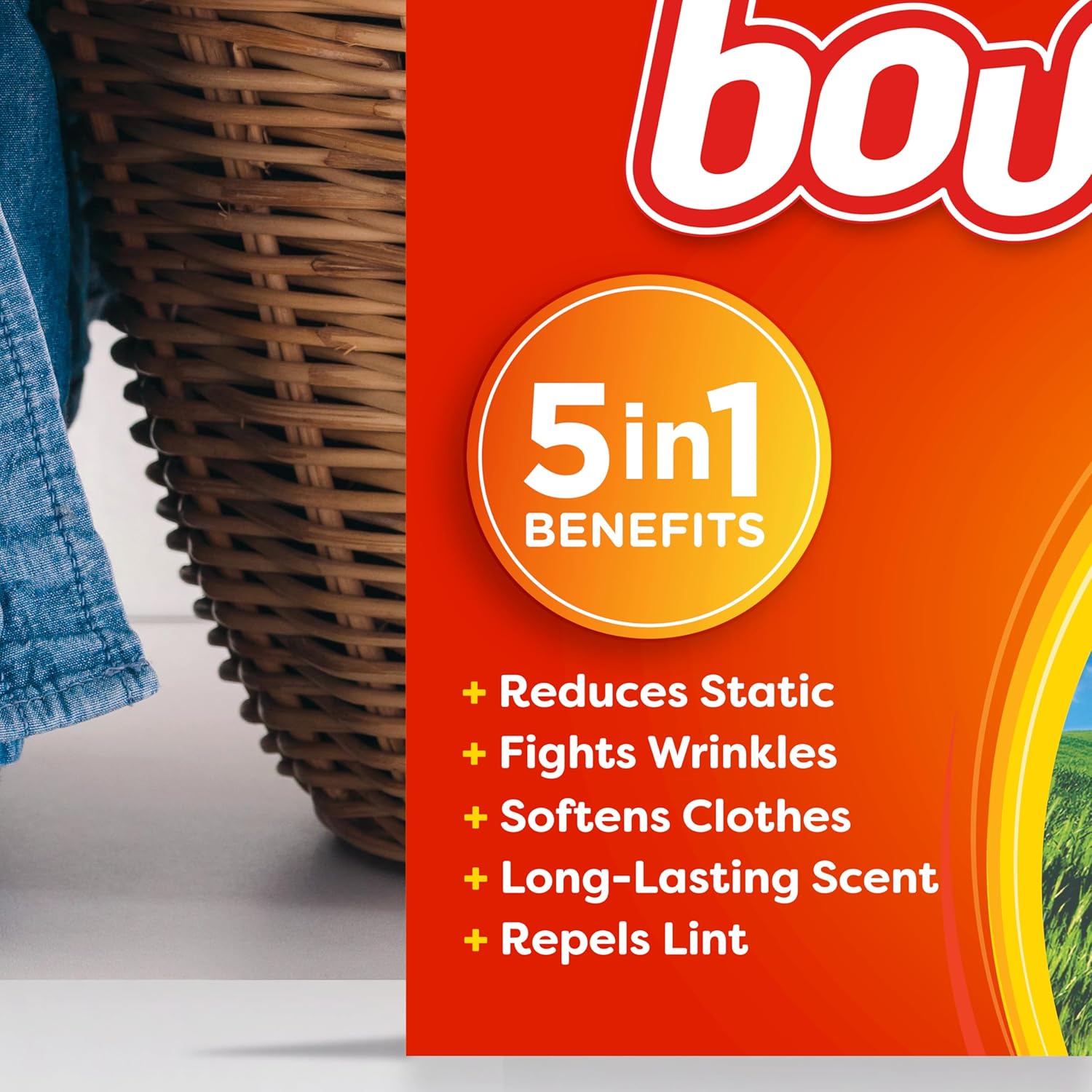 Bounce® Fabric Softener Dryer Sheets, Outdoor Fresh แผ่นอบผ้า ลดรอยยับ กลิ่นหอมสดชื่น