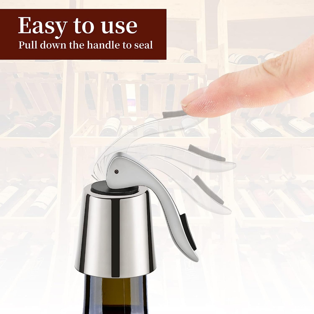 Sunwuun® Wine Stopper Stainless Steel จุกขวดไวน์ จุกไวน์สูญญากาศ จุกขวดไวน์สแตนเลส ใช้ซ้ำได้