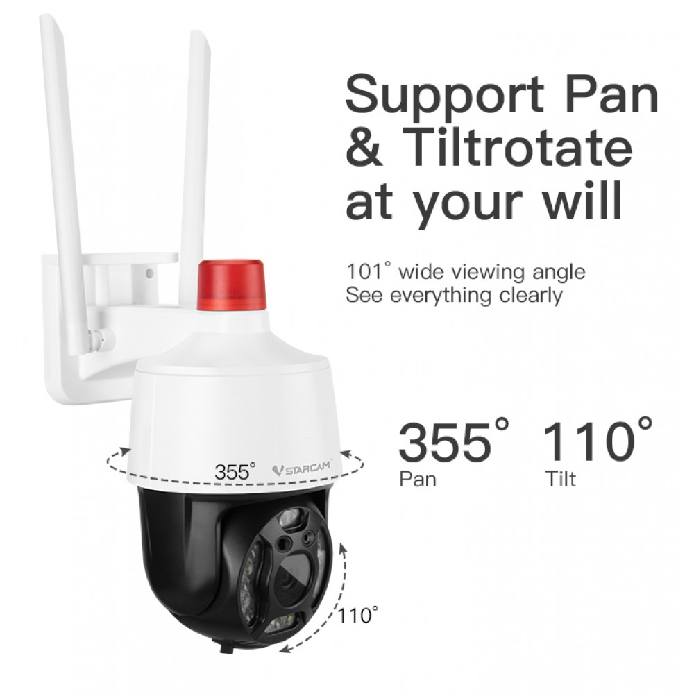 Vstarcam Vstarcam รุ่นCG668 กล้องวงจรปิดกล้องใช้ภายนอกแบบใส่ซิมการ์ด 4G ความคมชัด3.0MP ขาว