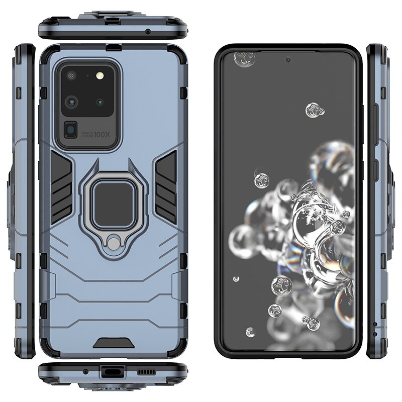 Case Samsung Galaxy S20 Ultra / S20 Ultra 5G #เคสฝาหลังพลาสติกแข็ง +TPU Hybrid Case มีแหวนสวมนิ้วโลหะ