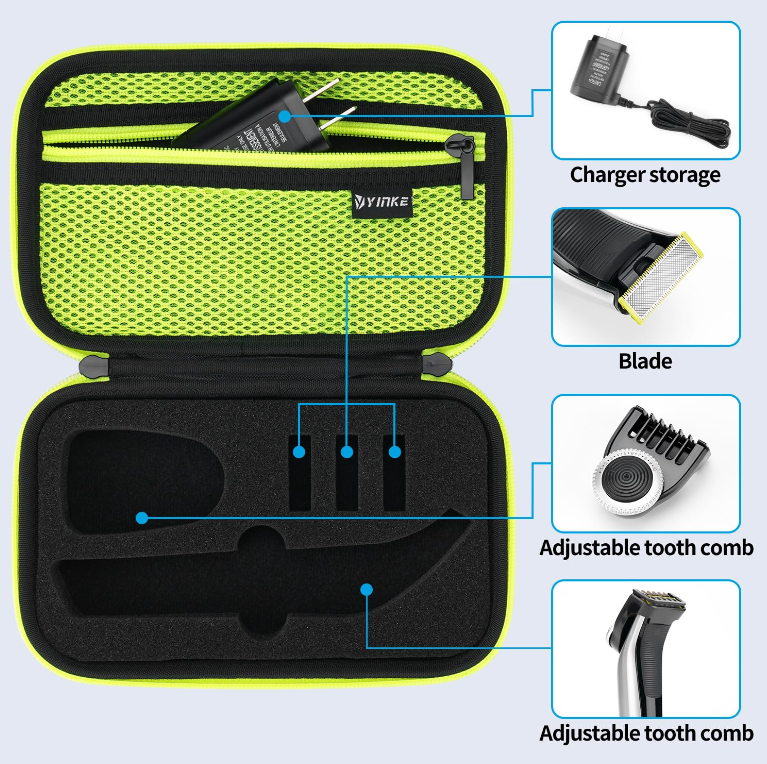 NeeGo® Case for Philips Norelco OneBlade Hybrid Electric Trimmer & Shaver Protective Cover Storage Bag กระเป๋าเก็บเครื่องโกนหนวดไฟฟ้า และอุปกรณ์เสริม