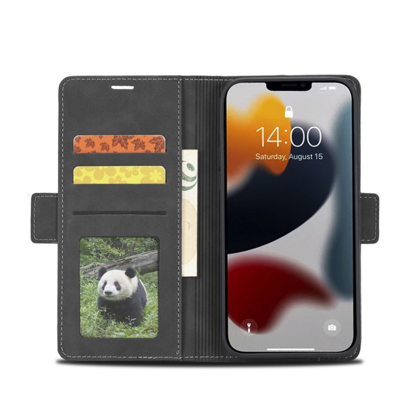 เคส iPhone 14 Pro Max #เคสฝาพับหนัง PU สไตล์กระเป๋าสตางค์พร้อมช่องใส่การ์ด Luxury Flip Stand Card Phone Leather Wallet