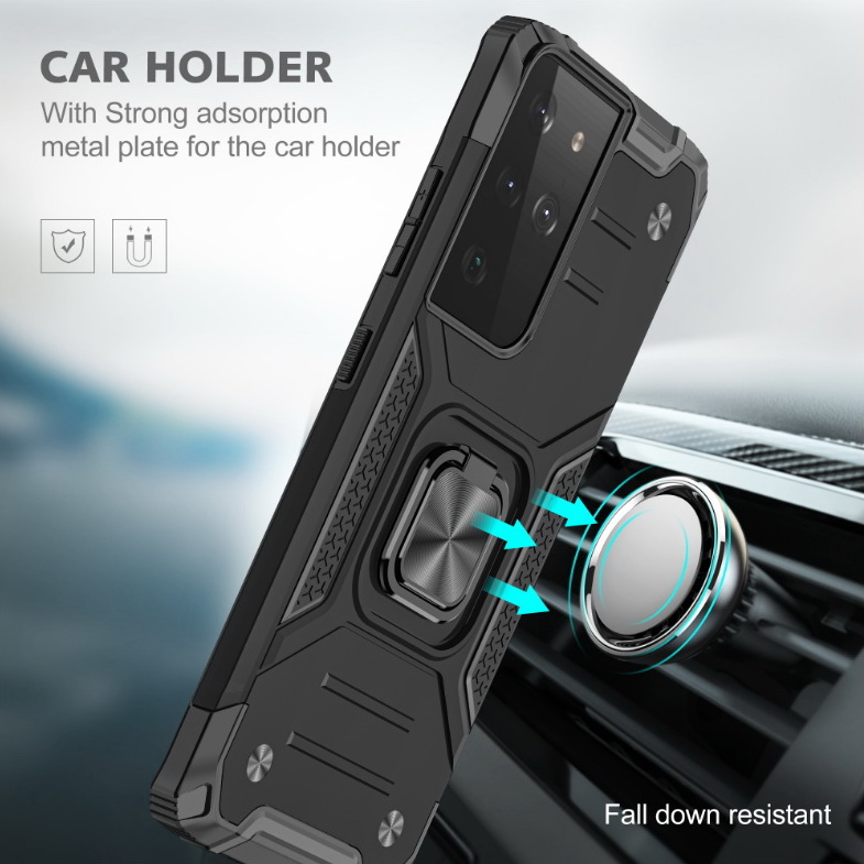 เคส Samsung Galaxy S21 Ultra 5G #เคสฝาหลัง Hybrid TPU+PC มีแหวนสวมนิ้ว