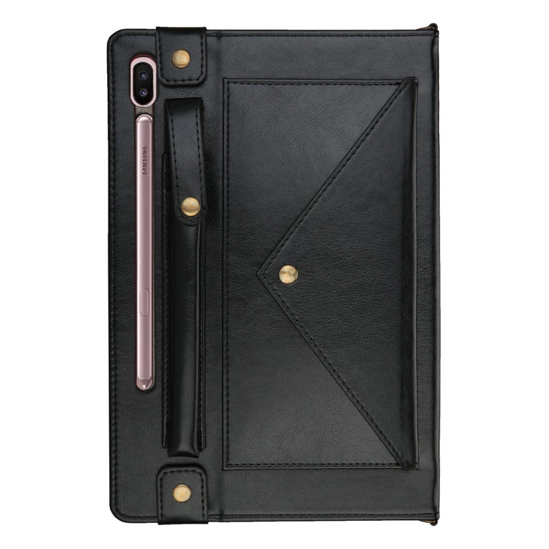 เคส Samsung Galaxy Tab S6 SM-T860 SM-T865 #เคสฝาพับหนัง PU มีที่เก็บปากกาและสวมนิ้ว Envelop Shape Leather Tablet Casing with Pen Slot