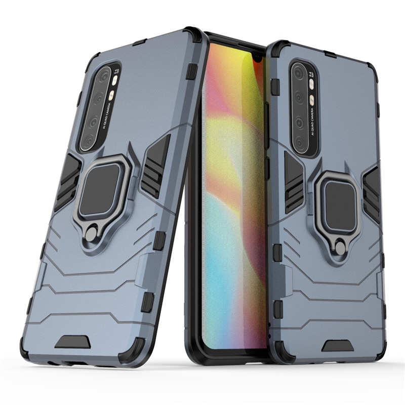Case Xiaomi Mi Note 10 Lite #เคสฝาหลังพลาสติกแข็ง +TPU Hybrid Case มีแหวนสวมนิ้วโลหะ