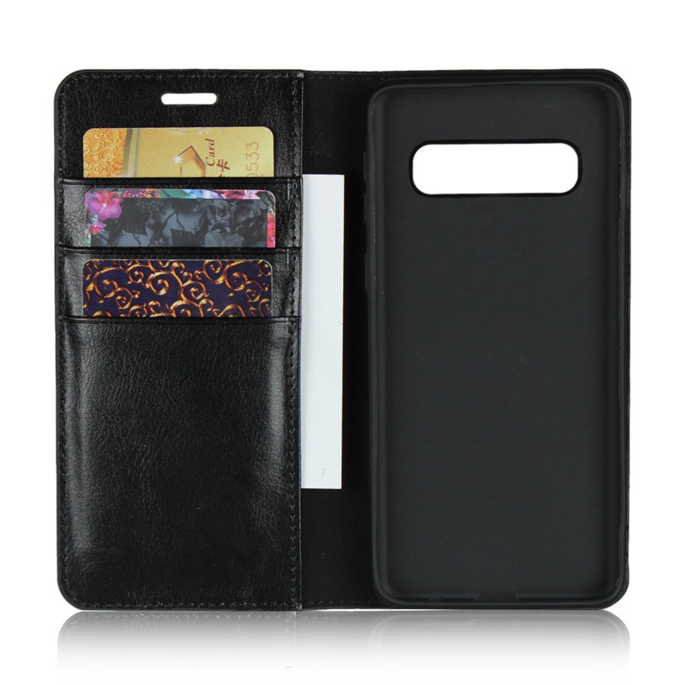 Case Samsung Galaxy S10 Plus #เคสฝาพับแบบกระเป๋าสตางค์หนังแท้ Crazy Horse Genuine Leather Wallet Shell