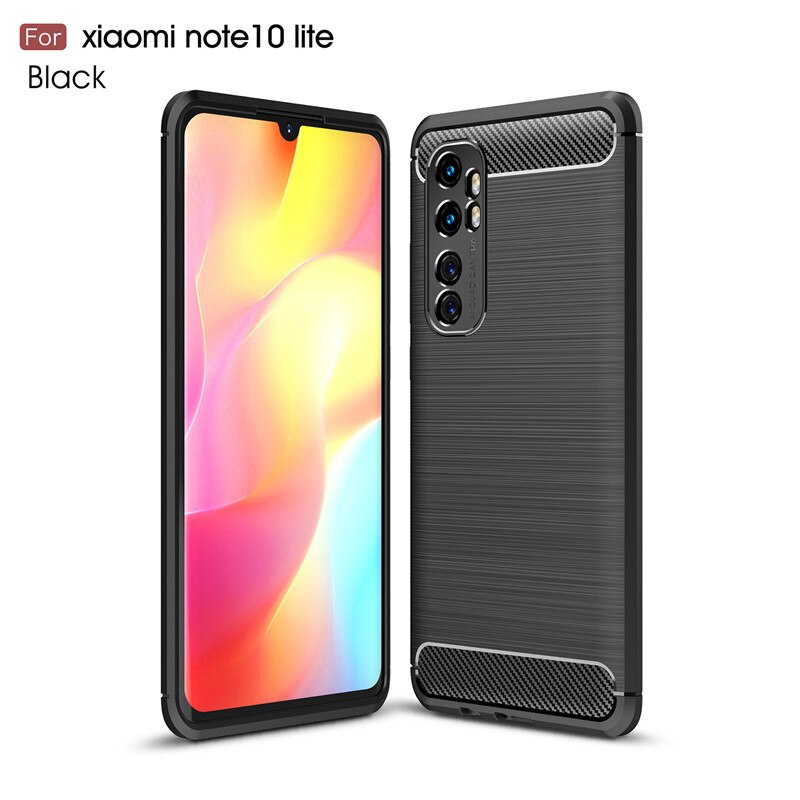 Case Xiaomi Mi Note 10 Lite #เคสฝาหลังตกแต่งคาร์บอนไฟเบอร์ ผิวขัดแปรง Brushered TPU Back Case