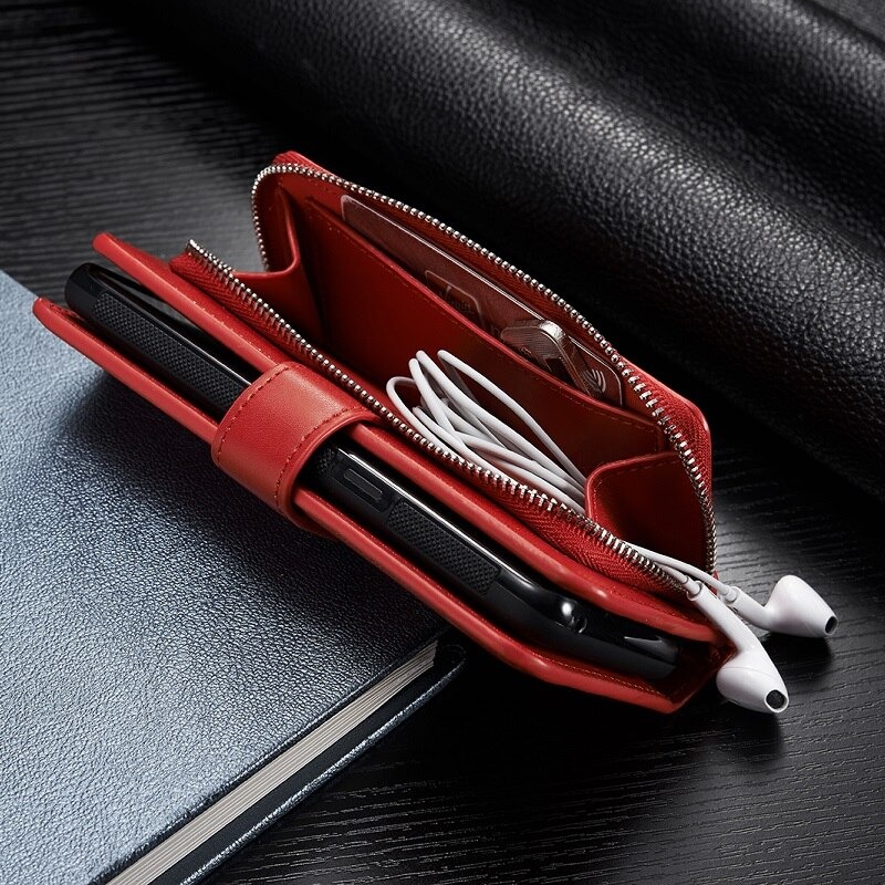 Case Samsung Galaxy Note 10#เคสหนังฝาพับสไตล์กระเป๋าสตางค์มีช่องซิบ PU Wallet Split Leather 2 in 1 Card Slot + Money slot + Magnetic Separable Shell