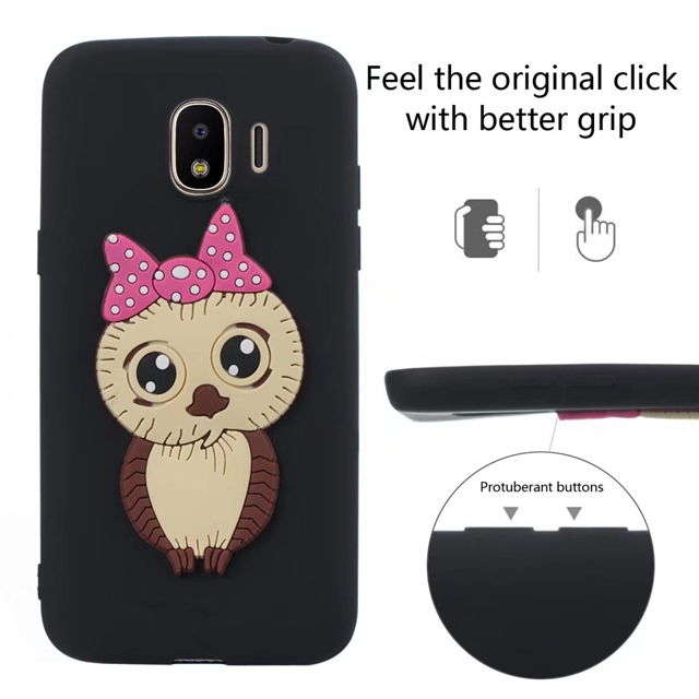 Case Samsung Galaxy J2 Pro (2018) #เคสฝาหลังนิ่มลายนกฮูกติดโบ 3D น่ารัก Lovely 3D Owl with Bowknot Pattern
