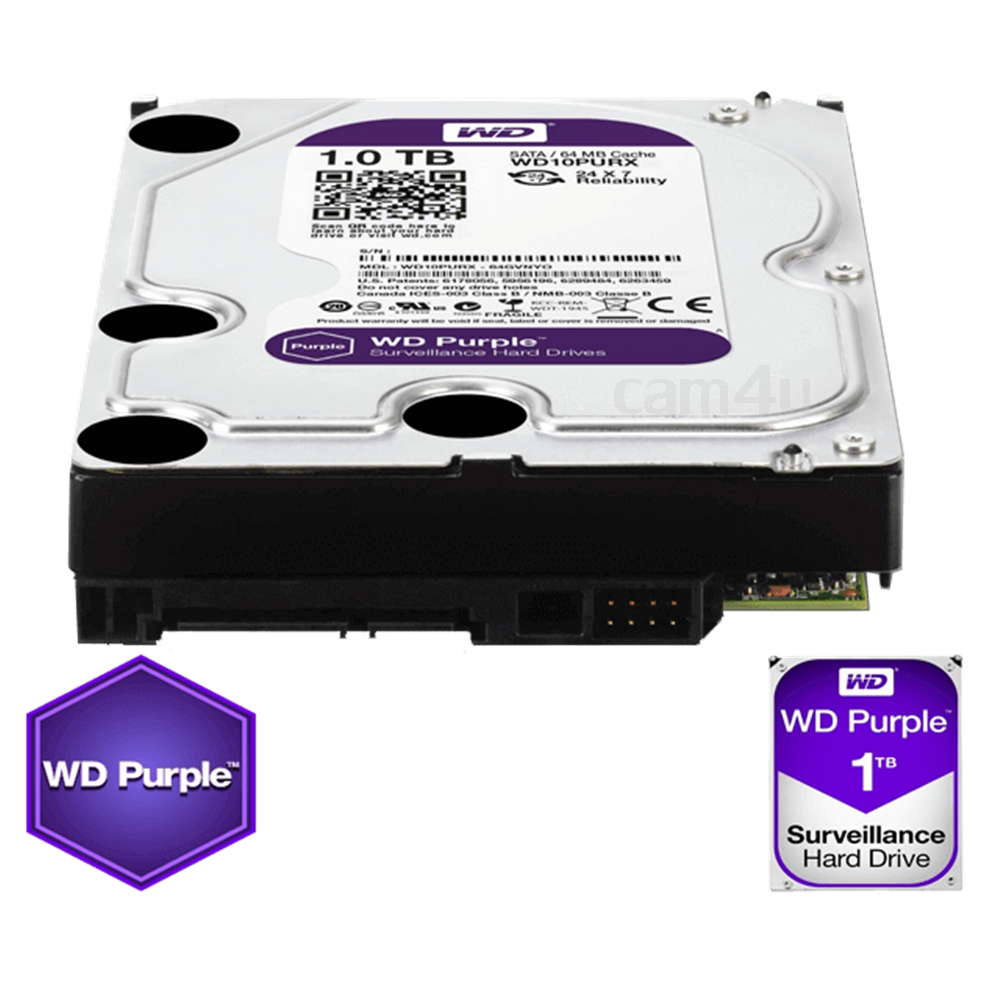 Western Digital HDD1TB Purple (สีม่วง) เหมาะกับกล้องวงจรปิด รับประกันศูนย์ WD 3 ปี