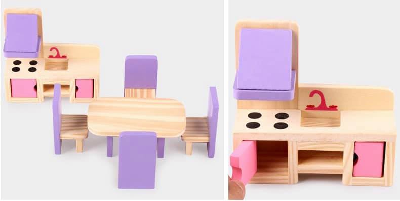 บ้านตุ๊กตาไม้ พร้อมเฟอร์นิเจอร์