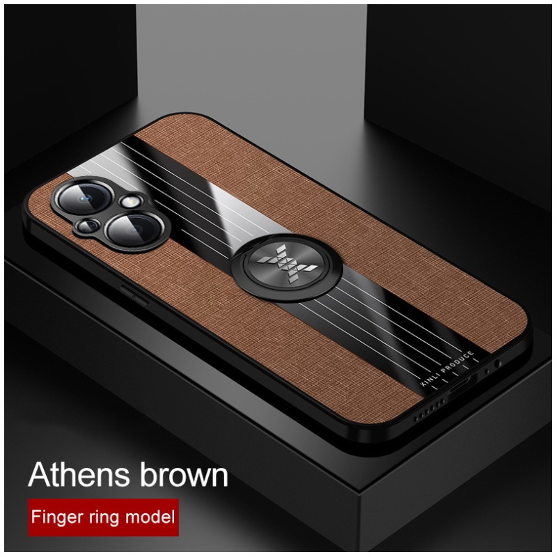 เคส OPPO Reno 7z 5G #เคสฝาหลังเคลือบผ้าเนื้อมีแหวนสวมนิ้ว TPU ไฮบริด+อะคริลิ + แหวนโลหะ
