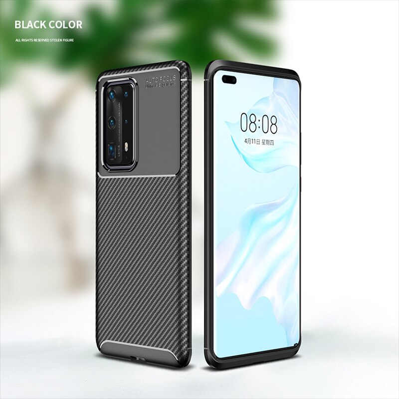 เคส Huawei P40 #เคสฝาหลังนิ่ม Carbon Fiber Drop Resistant TPU