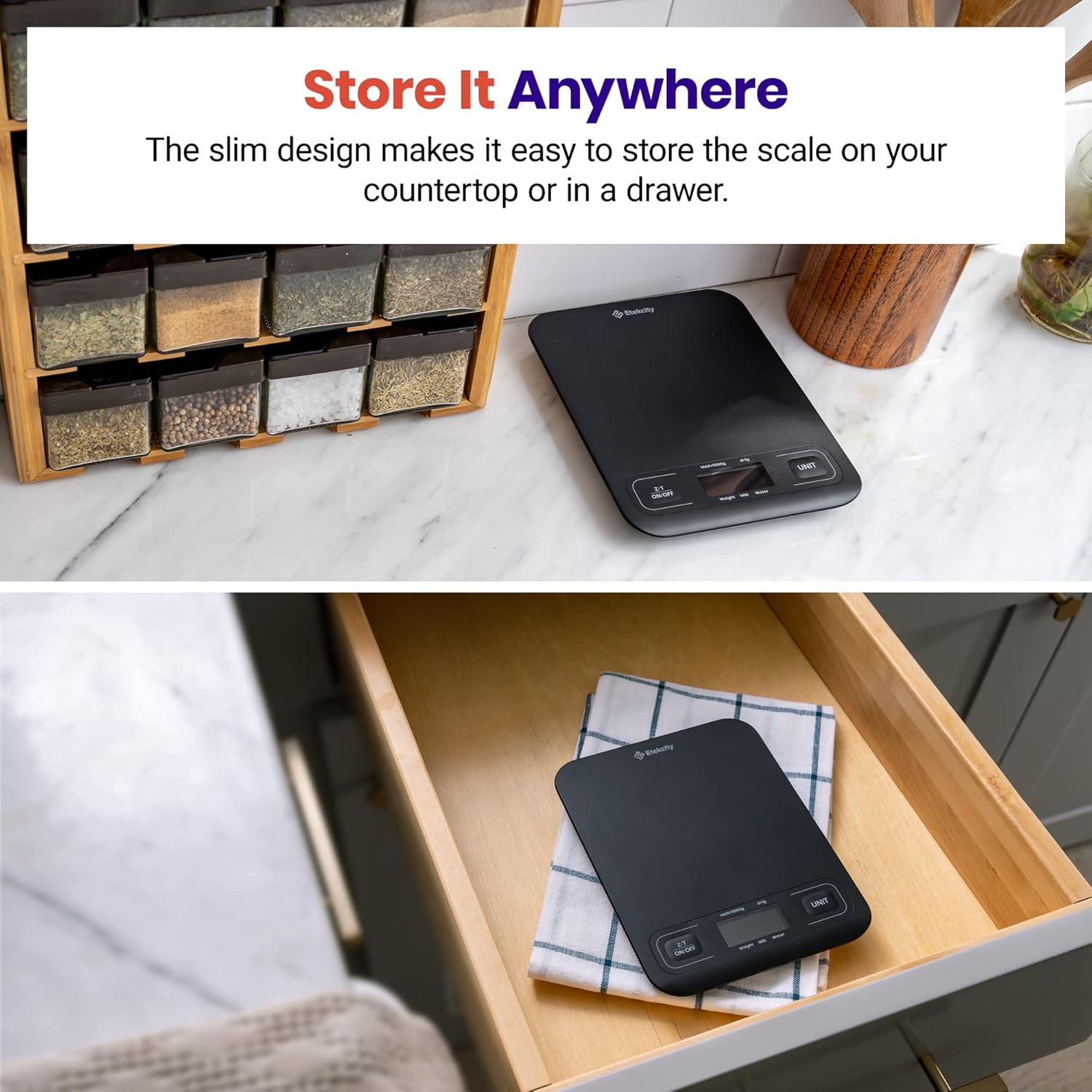 Etekcity® Kitchen Scale Model EKS-C193-KUS,Black เครื่องชั่งในครัว เครื่องชั่งอาหาร