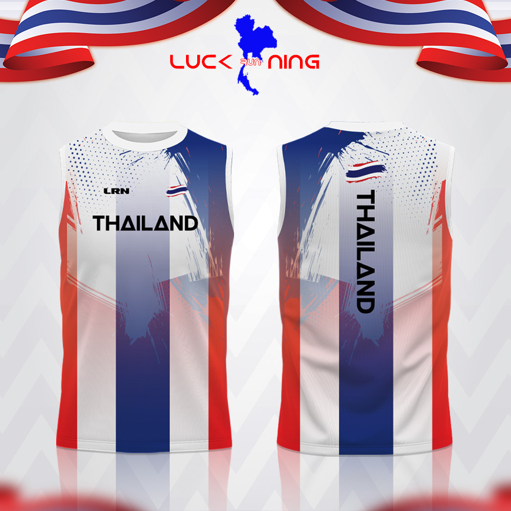 เสื้อวิ่งพิมพ์ลาย THAILAND X LRN เนื้อผ้า Micro square สำหรับวิ่งมาราธอน (MS28)