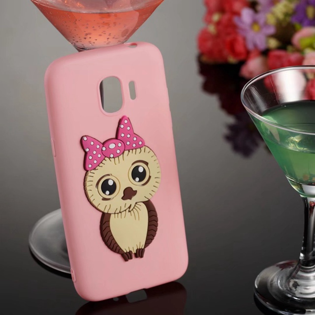 Case Samsung Galaxy J2 Pro (2018) #เคสฝาหลังนิ่มลายนกฮูกติดโบ 3D น่ารัก Lovely 3D Owl with Bowknot Pattern