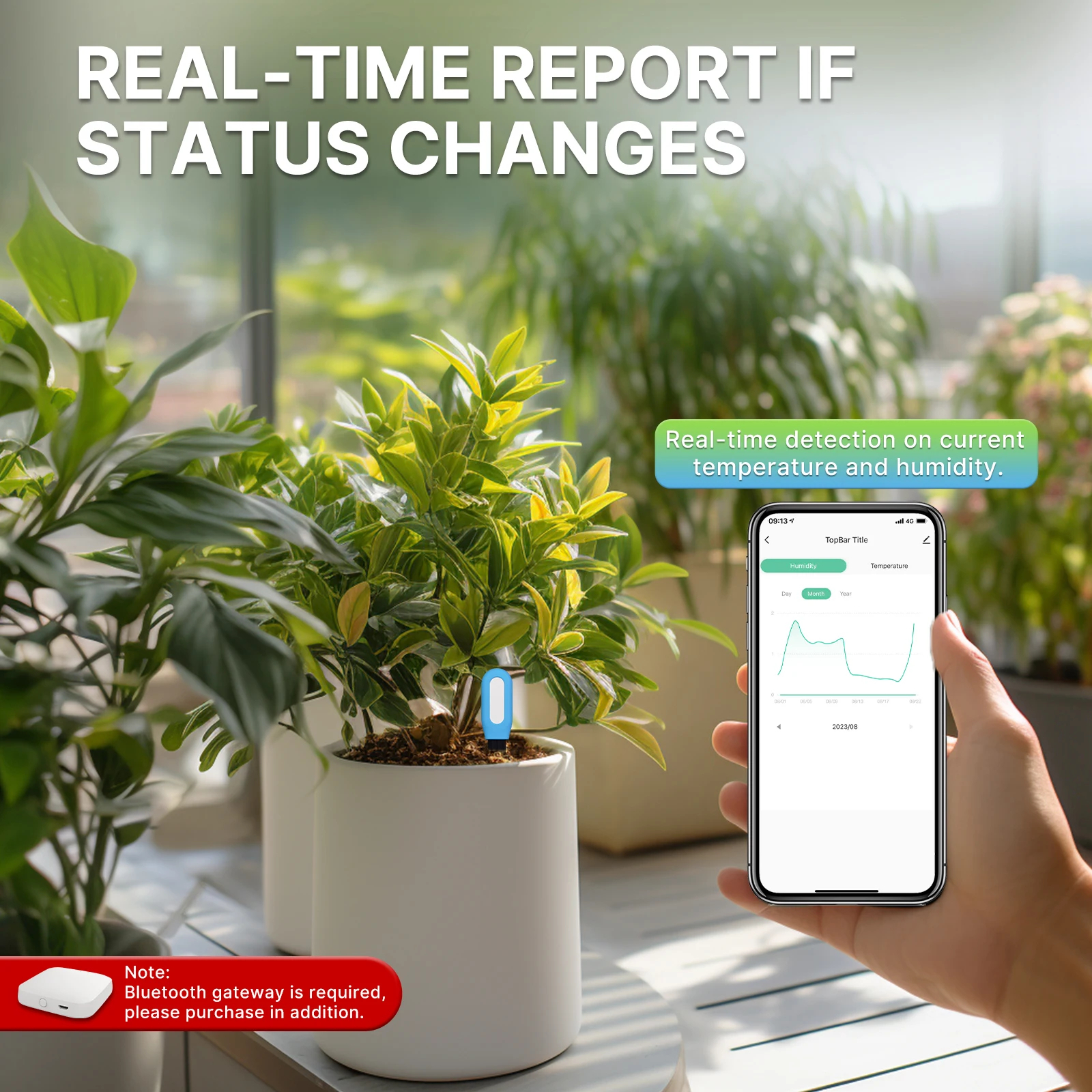 Tuya เครื่องวัดความชื้นในดินในสวน มีเซ็นเซอร์ความชื้นและอุณหภูมิสำหรับพืช