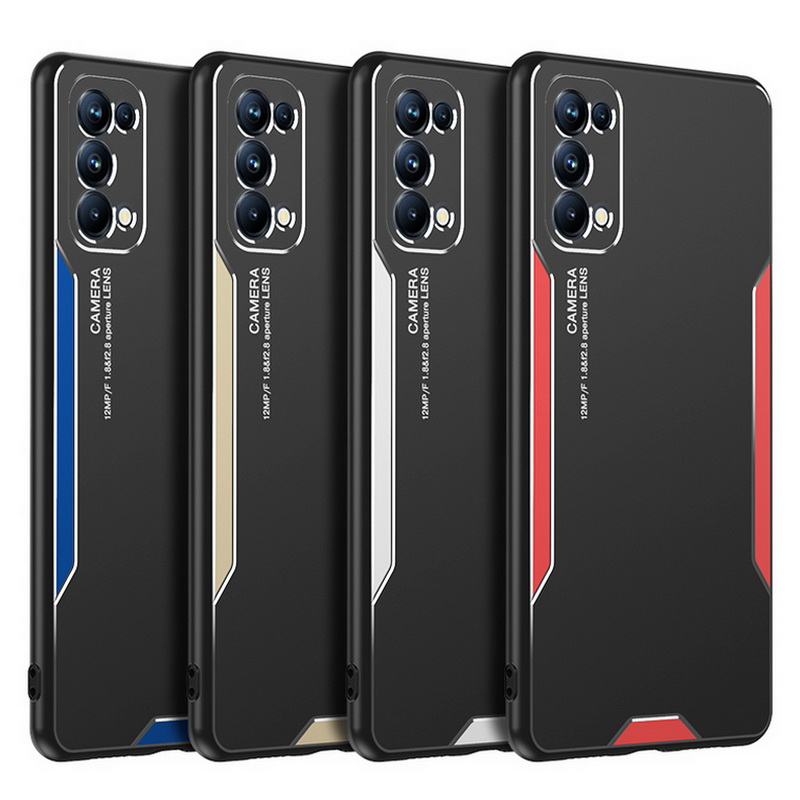 Case OPPO Reno 5 Pro 5G #เคสฝาหลังไฮบริด Metal +TPU Shockproof metal back plate Phone Back Cover