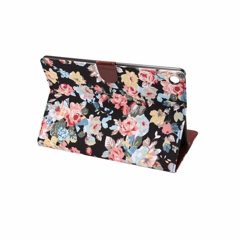 Case Huawei MediaPad M5 Pro 10.8 นิ้ว #เคสฝาพับแบบกระเป๋าสตางค์หนัง PU ผิวผ้าลายดอกไม้ Cloth Texture Leather Auto Wake Up/Sleep
