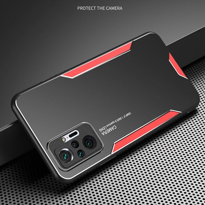 เคส Redmi Note 10 4G #เคสฝาหลังไฮบริด Metal +TPU Shockproof metal back plate Phone Back Cover