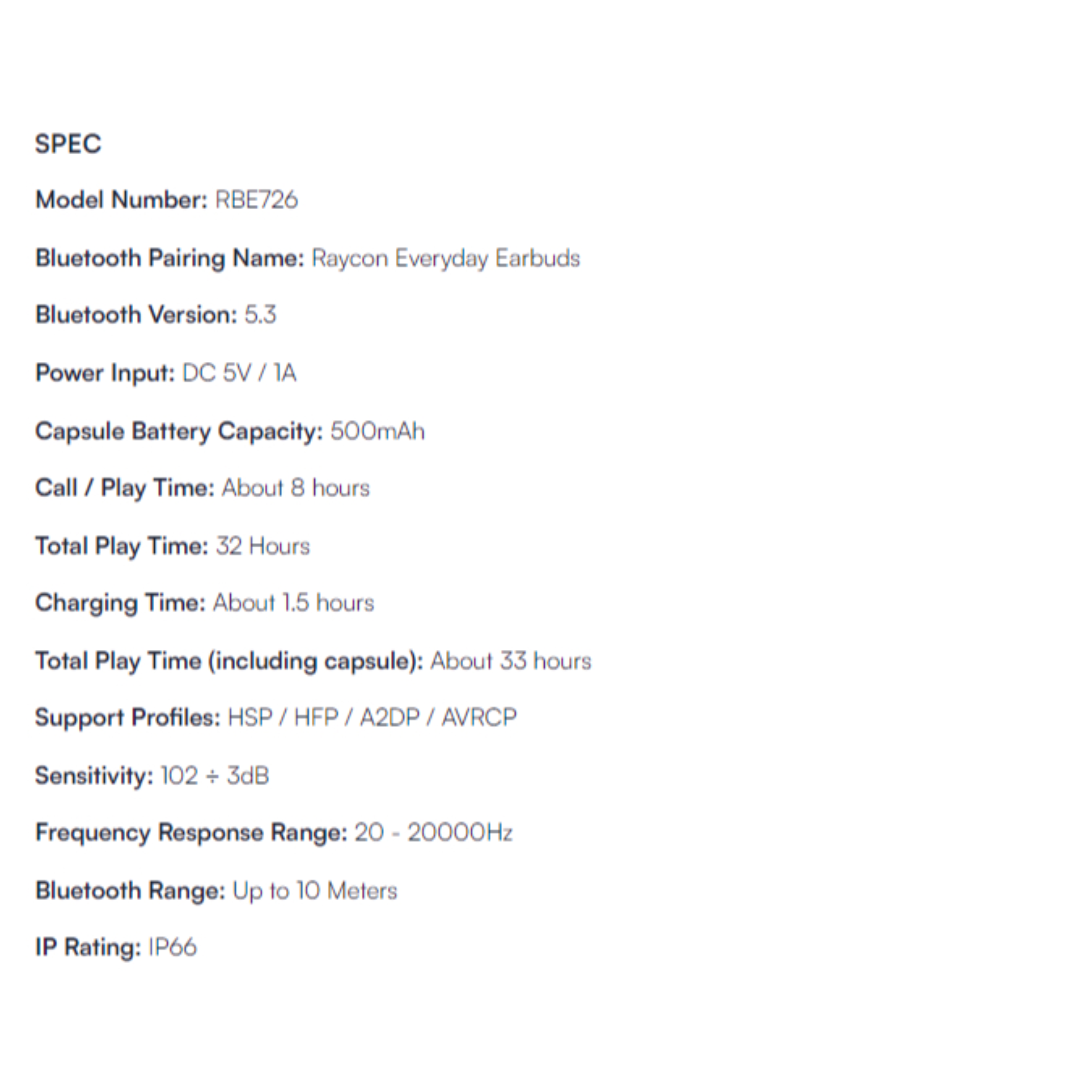 (Pre Order) RAYCON® Everyday Earbuds Bluetooth in-Ear Buds Noise Cancellation หูฟังอินเอียร์ บลูทูธ ตัดเสียงรบกวน