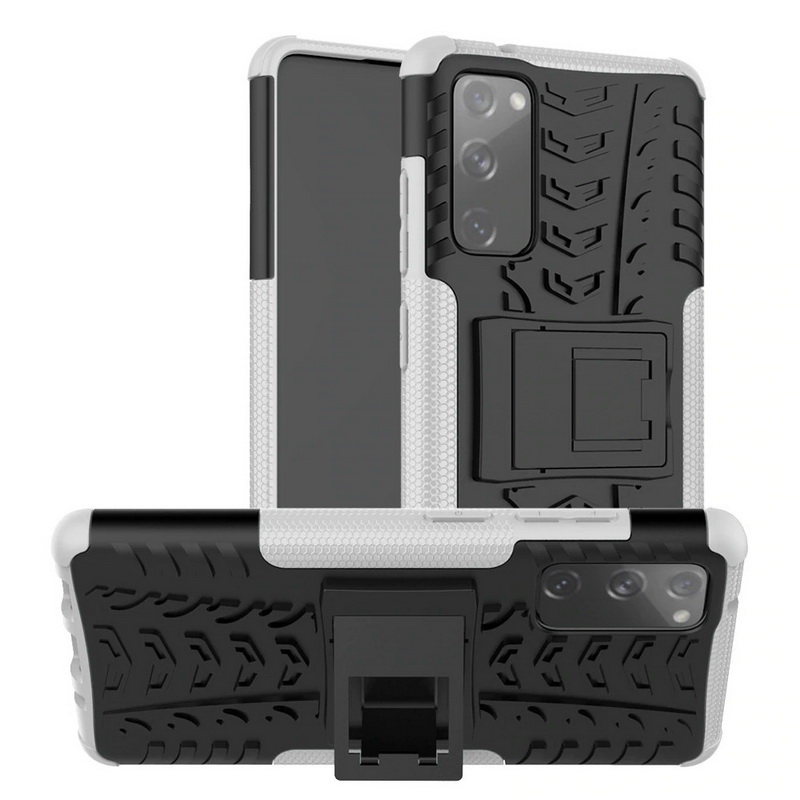เคส Samsung Galaxy S20 FE / S20 FE 5G #เคสฝาหลังกันลื่น Cool Tyre Pattern Kickstand (PC + TPU)