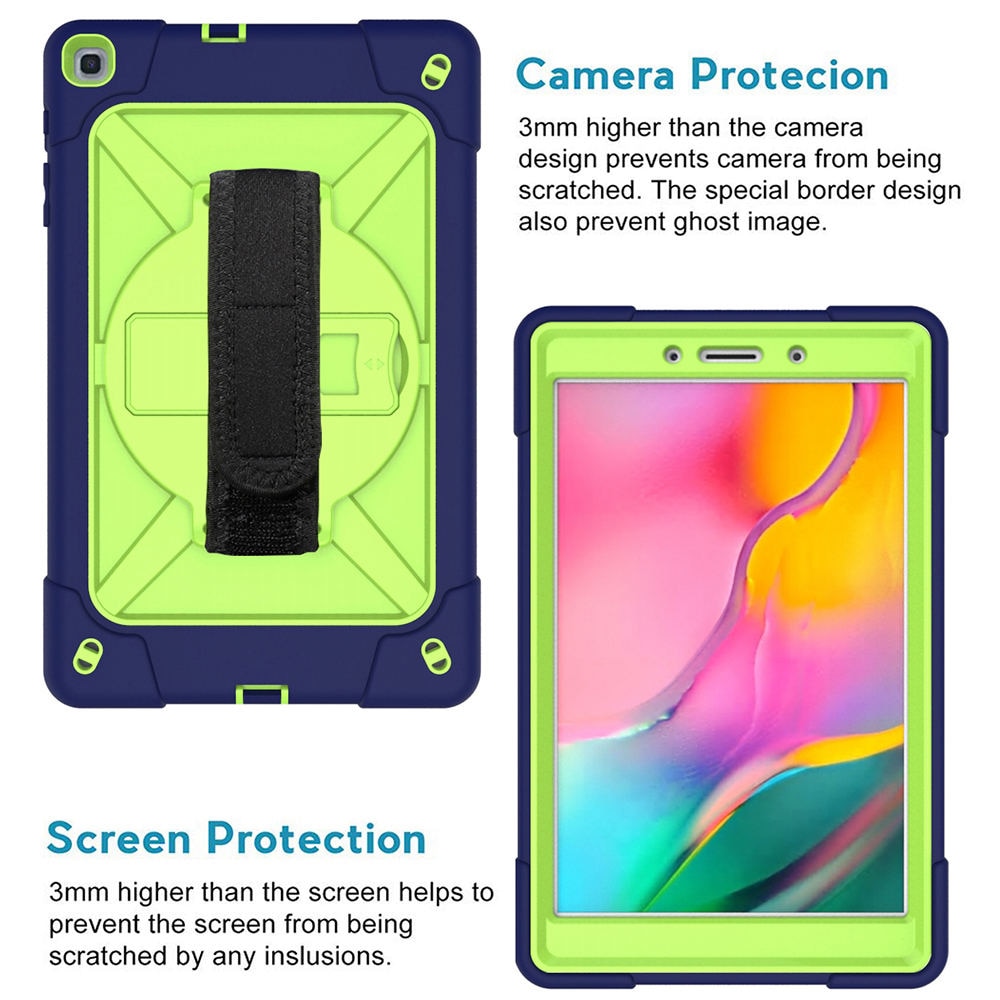เคส Samsung Galaxy Tab A 8.0 (2019) SM-T290 SM-T295 SM-T297 #เคสฝาหลังกันกระแทก 360 Degree Rotary Kickstand PC + Silicone มีสายคล้องมือ มีสายคล้องไหล่
