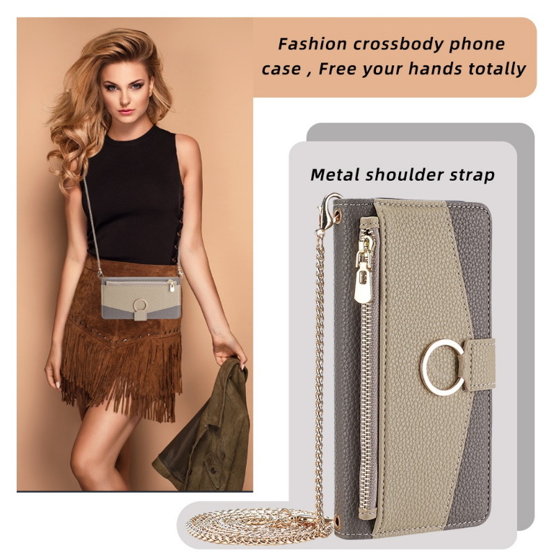 Case OPPO A15#เคสฝาพับหนัง PU สีทูโทนมีกระจกเงาด้านใน แบบกระเป๋าสตางค์ Zipper Wallet Leather Flip Case