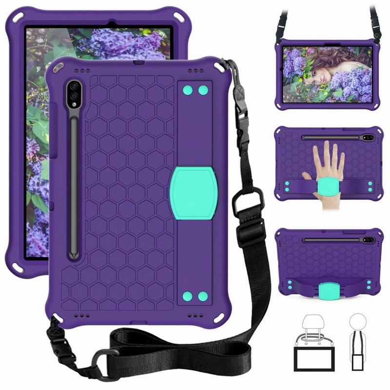 เคส Samsung Galaxy Tab S7 SM-T870 SM-T875 #เคสกันกระแทกลายรังผึ้งพร้อมสายคล้องไหล่ EVA Tablet Hybrid Shell with Shoulder Strap