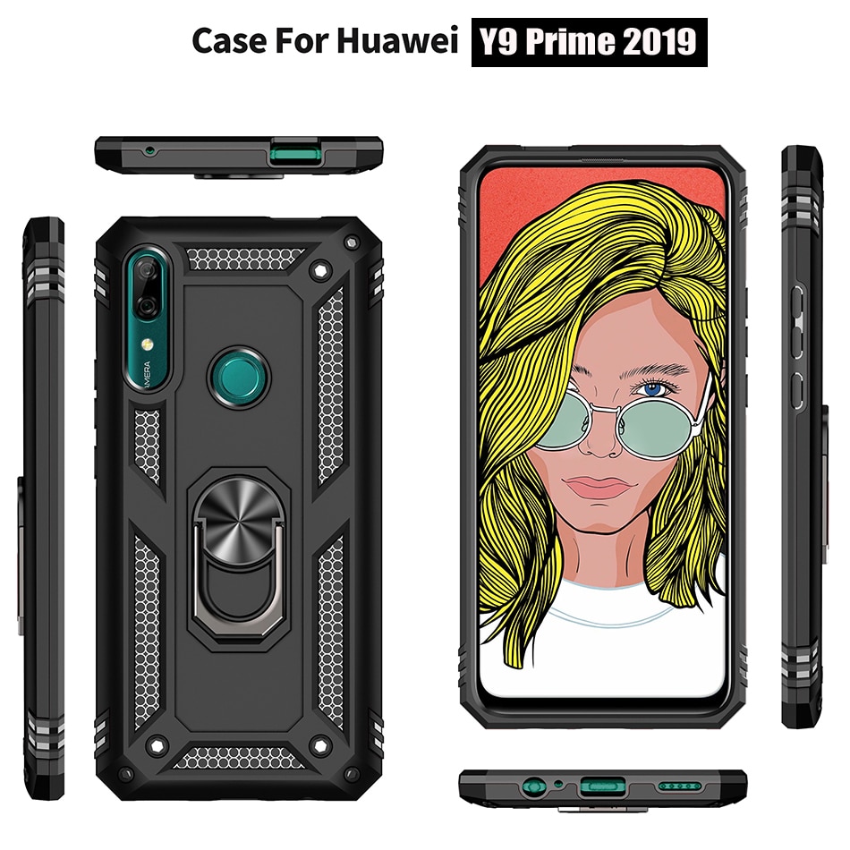 เคส Huawei Y9 Prime 2019 #เคสฝาหลัง Hybrid TPU+PC มีแหวนสวมนิ้ว