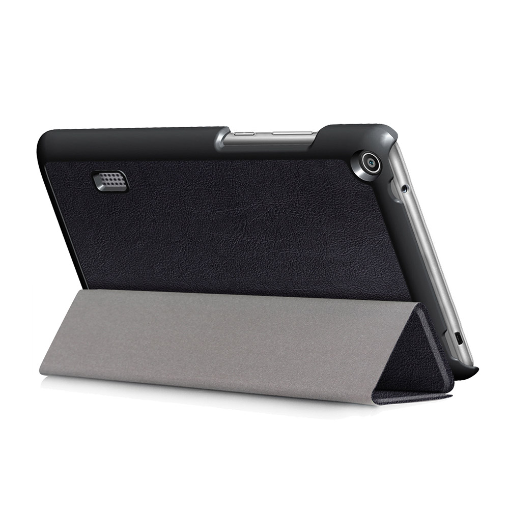 Case Huawei MediaPad T3 7.0นิ้ว #เคสแบบฝาพับหนัง PU 3 พับกรอบเคสสีดำทึบแสง Tri-fold PU Leather สีสันสวยงาม