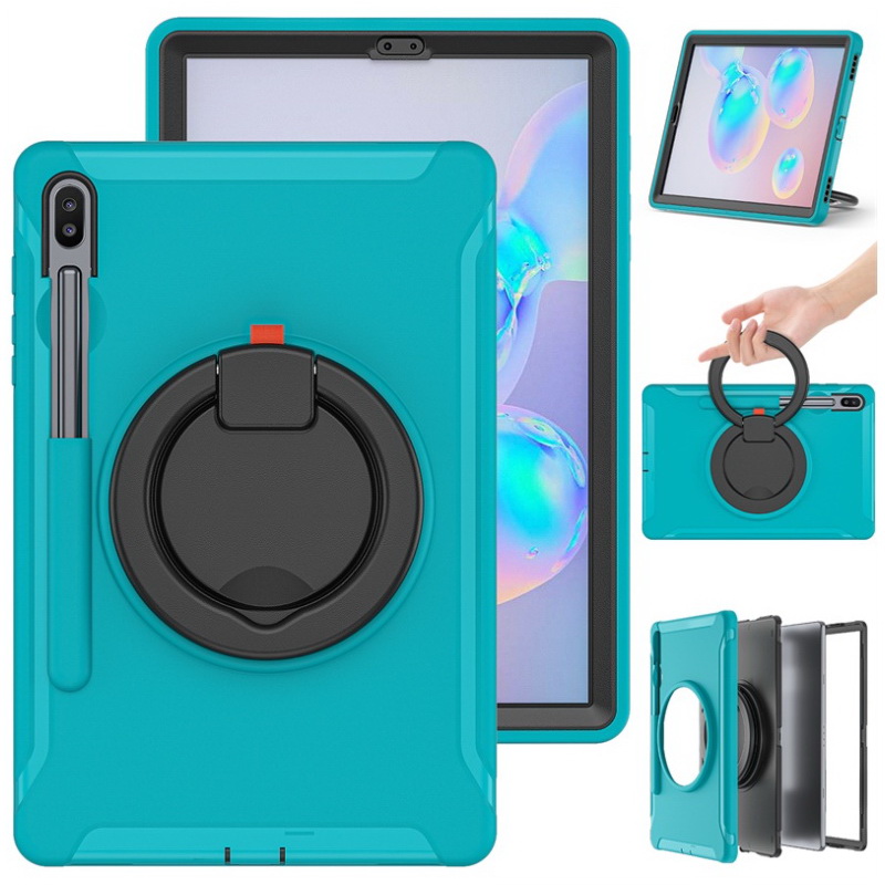 Case Samsung Galaxy Tab S6 SM-T860 SM-T865 #เคสฝาหลังพลาสติกมีขาตั้งหมุนได้ 360° 3 Layer Protection TPU+PC Shockproof case