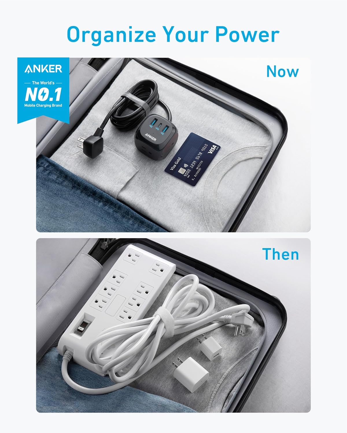 Anker® 321 Power Strip with 3 Outlets & USB Charging 5 ft Extension Cord Model: 9135 แองเคอร์ อะแดปเตอร์ รางปลั๊กไฟ