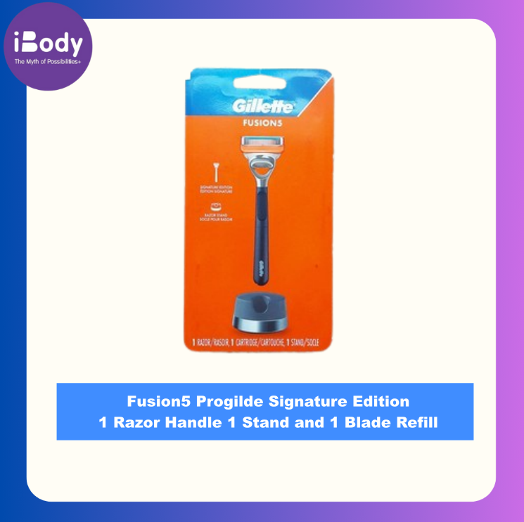 Gillette® Fusion5 Progilde Signature Edition 1 Razor Handle 1 Stand and 1 Blade Refill ชุดมีดโกน ยิลเลตต์