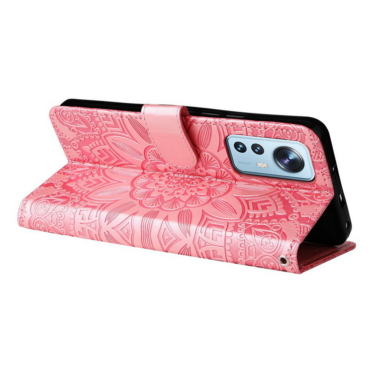 เคส Xiaomi 12 #เคสฝาพับหนัง PU ผิวลายนูน Embossed Mandala Flower Leather Wallet