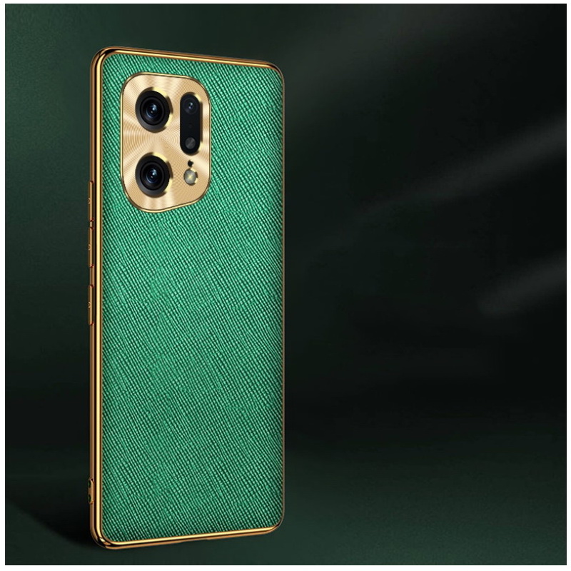 Case OPPO Find X5 Pro 5G #เคสฝาหลังมีกันเลนส์กล้องหนัง PU ขอบเงานิ่ม Luxury leather case with plated edges