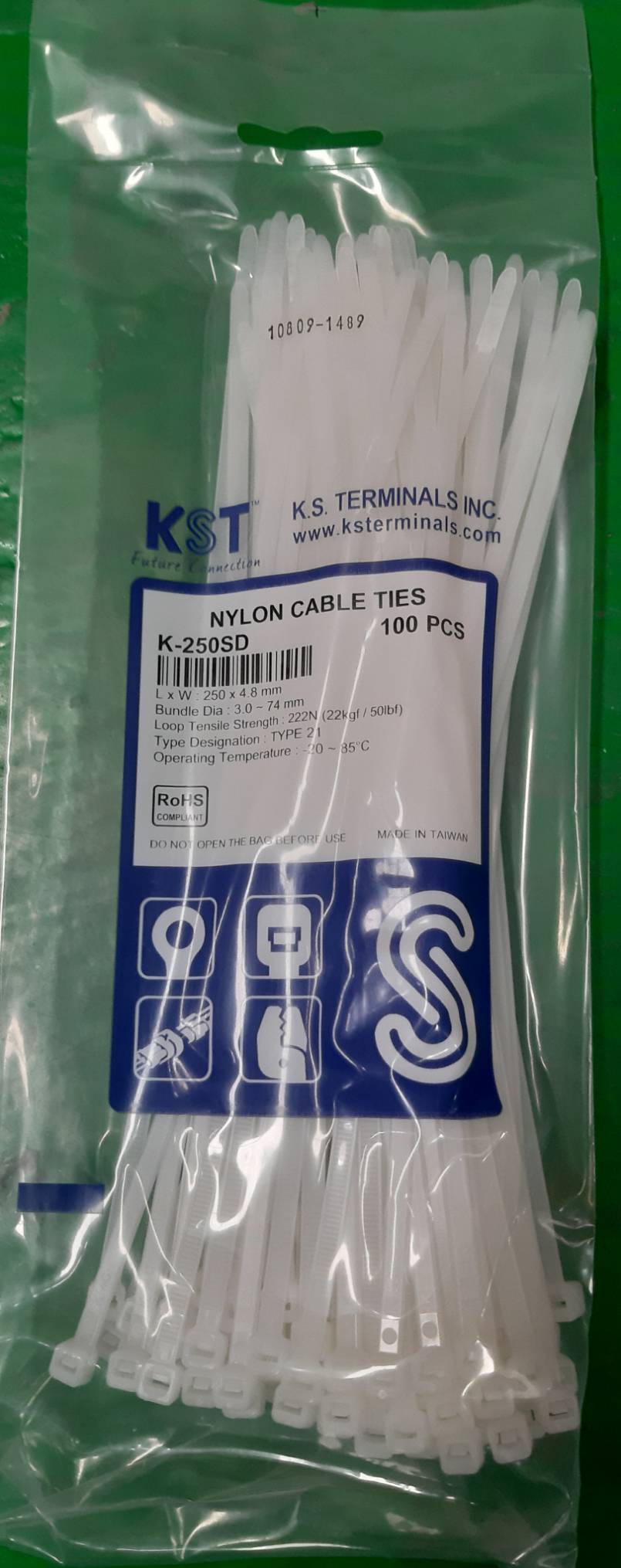 เคเบิ้ลไทร์KST 10 นิ้วขาว 250mm x 4.8mm