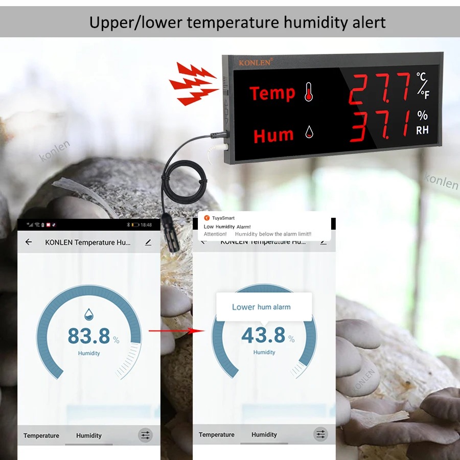 Konlen เซ็นเซอร์วัดอุณหภูมิความชื้นอัจฉริยะ Wi-Fi