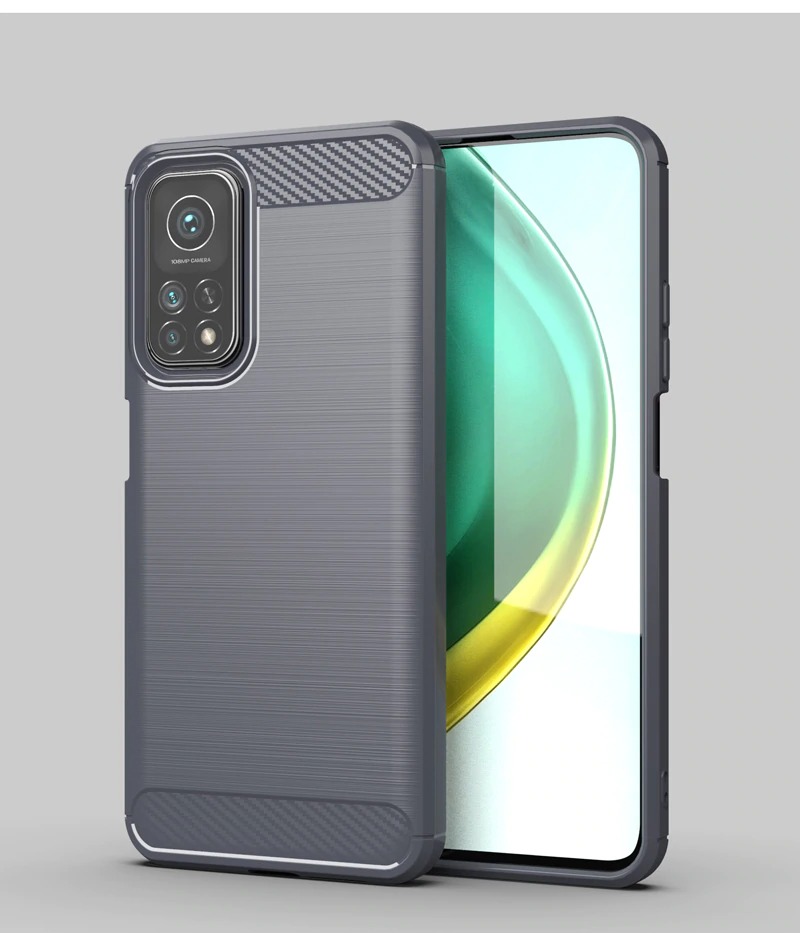 Case Xiaomi Mi 10T Pro#เคสฝาหลังตกแต่งคาร์บอนไฟเบอร์ ผิวขัดแปรง Brushered TPU Back Case