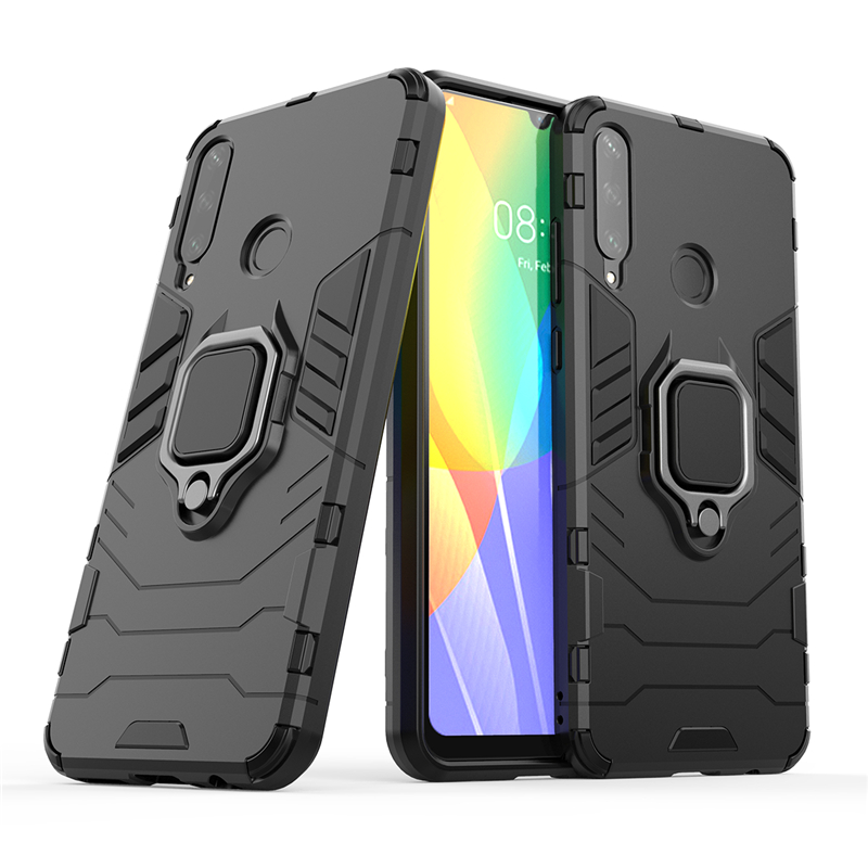 Case Huawei Y6p #เคสฝาหลังพลาสติกแข็ง +TPU Hybrid Case มีแหวนสวมนิ้วโลหะ